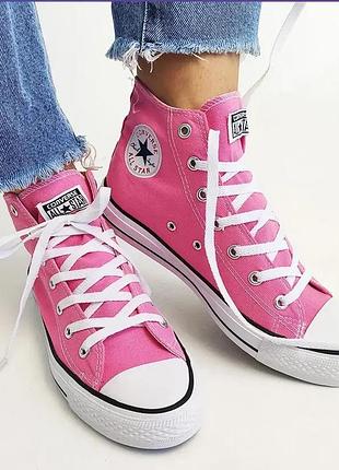 Жіночі високі рожеві кеди converse chuck taylor all star