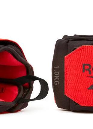 Утяжелители запястья reebok flexlock wrist weights черный, красный уни 1.0 кг