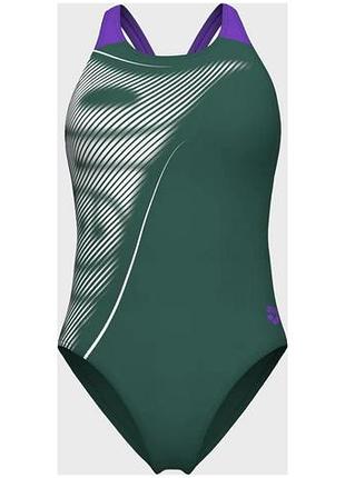 Купальник слитный для женщин arena bright glare swimsuit v back зеленый жин