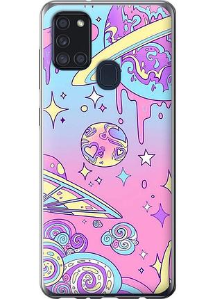 Чохол силіконовий на телефон samsung galaxy a21s a217f рожева галактика "4146u-1943-58250"