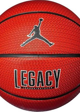 Мяч баскетбольный nike jordan legacy 2.0 8p deflated amber/black/metallic silver/black size 6