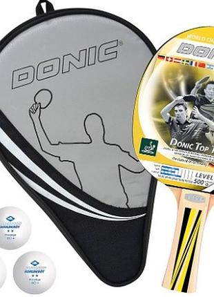 Набор для пинг-понга donic top team 500 gift set (ракетка+чехол+4мятная)