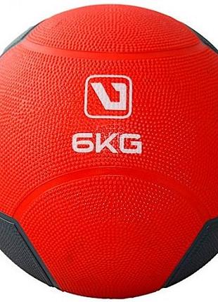 Медбол medicine ball червоний, чорний 6кг-241мм (ls3006f-6)