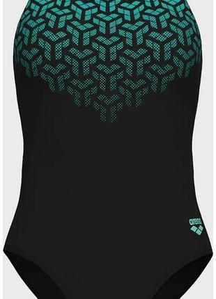 Купальник слитный для женщин arena kikko v swimsuit v back graphi черный, зеленый жин 38