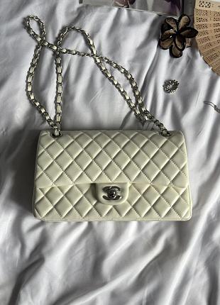 Chanel classic 2.55 medium milk/silver 25 х 16 х 7 см