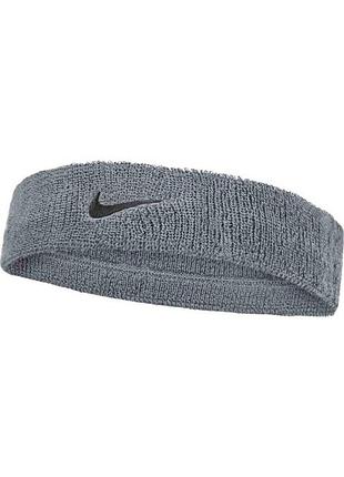 Повязка на голову nike swoosh classic headband серый one size