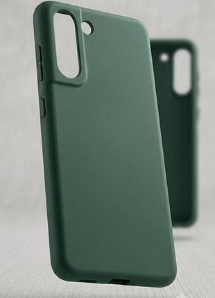 Чохол для samsung galaxy s21 fe матовий силіконовий (soft-touch) — темно-зелений (хвойний)