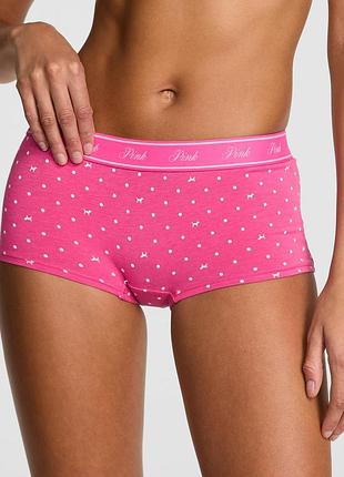 Жіночі трусики victoria's secret (2279978151) logo cotton boyshort xs рожеві
