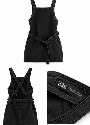 Стильний оригінальний сарафан zara з чорного деніму – універсальна модель, яка завжди в тренді. лаконічний дизайн доповнений поясом