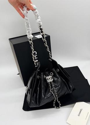 Chanel 25 small handbag black lambskin with silver hardware 22х20