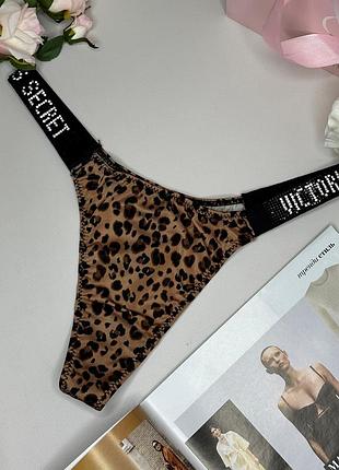 Женские стринги victoria's secret леопардовые, женские стринги-трусики виктория сикрет со стразами xl
