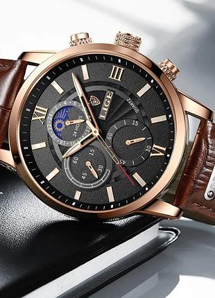 Мужские наручные часы кварцевые lige signature black