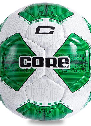 М'яч футбольний core competition plus cr-005 №5 pu білий-зелений