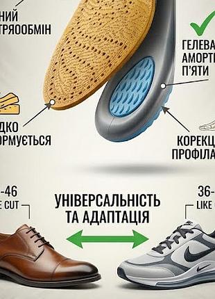 Стельки универсальные кожаные мужские от 41 до 46 размера