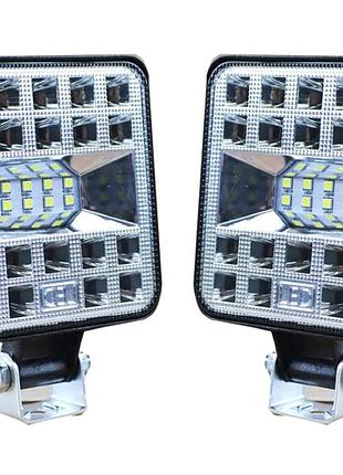 Комплект квадратных led фар 12-24v 87w 6000k (8.5х8,5х1,5см) лэд фары квадратные на авто, трактор, мото.