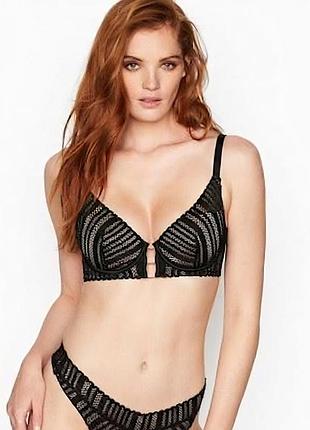 Бюстгальтер lace lightly lined планг bra victoria's secret чорний з рожевим