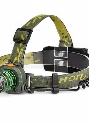 Ліхтар налобний 6616-t6, motion sensor, зп 220/12v, 1x18650, zoom