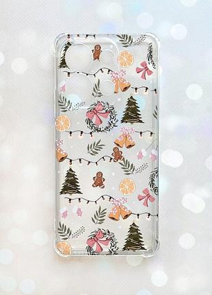 Чехол с утолщёнными углами на xiaomi redmi note 13 4g новогодний фон (принт 425)