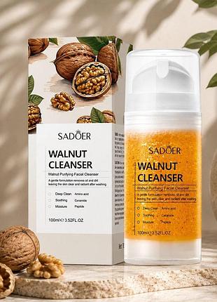 Пінка для вмивання з екстрактом волоського горіха sadoer walnut cleanser, 100 мл