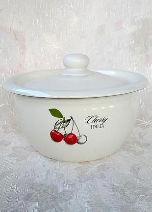 Салатник емальований з кришкою idilia "вишня" (1,5 л)