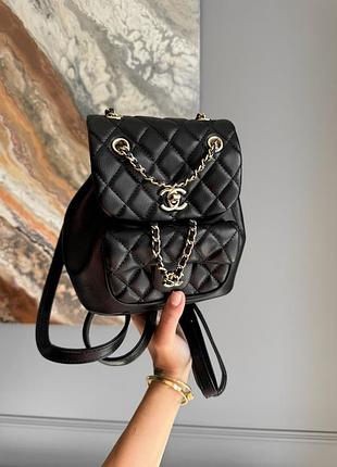 Chanel mini backpack black lambskin with silver-tone metal 18 см