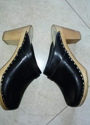 Maguba (швеция)- кожаные черные сабо р. 38-38 1/2 (25см)