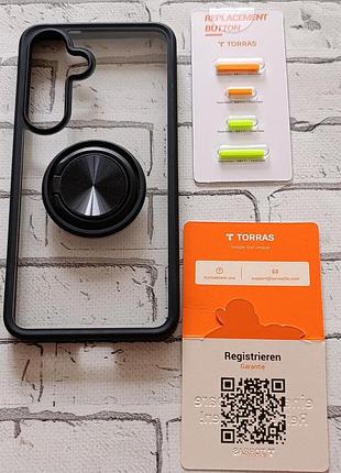 Чохол torras для samsung galaxy s24 з кільцем-тримачем та змінними кнопками — протиударний прозорий чохол самсунг с24