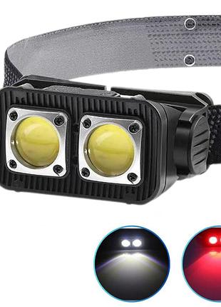 Ліхтар налобний k372/l-31-2cob(white+red), motion sensor, li-ion акумулятор, індикація заряду, зп type-c, box