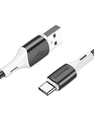 Кабель borofone bx79 usb to type-c 3a, 1m, silicone, silicone connectors, black