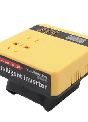 Инвертор для аккумулятора dewalt 120w 18v/20v max: розетка 220v + 3 usb + вольтметр