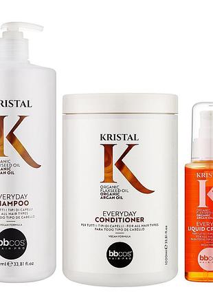 Набор для ежедневного ухода и блеска волос bbcos kristal everyday шампунь 1000 мл кондиционер 1000 мл кристаллы 100 мл