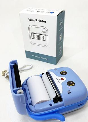 Портативный детский термопринтер с bluetooth a8 cat мини принтер для телефона blue 8