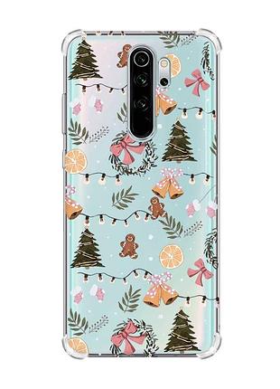Чохол з потовщеними кутами на xiaomi redmi note 8 pro новорічний фон (принт 425)