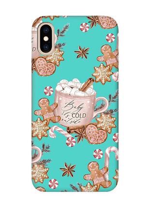 Матовий бірюзовий чохол на iphone xs max новорічний фон (принт 426)
