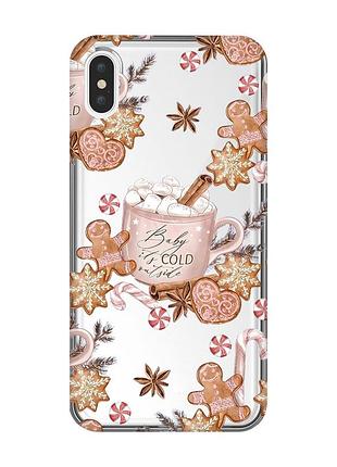 Прозорий чохол на iphone xs max новорічний фон (принт 426)