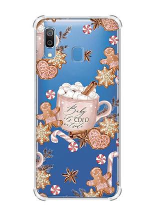 Чохол з потовщеними кутами на samsung galaxy a30 (2019) / a20 (2019) новорічний фон (принт 426)