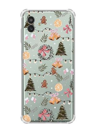Чохол з потовщеними кутами на samsung galaxy m13 5g новорічний фон (принт 425)