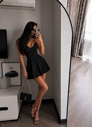 Платье женское мини с декольте черный, xs/s