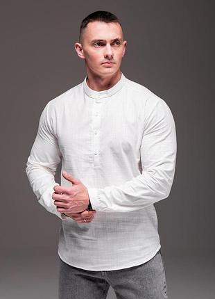 Мужская льняная рубашка style молочная m