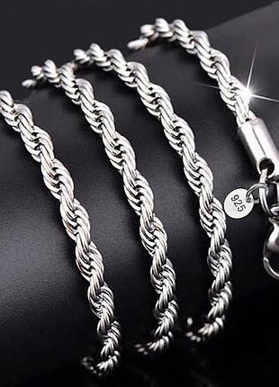 Кругла цепочка ланцюжок плетений колосок на шию стерл ср унісекс tiffany