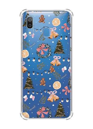 Чехол с утолщёнными углами на samsung galaxy a30 (2019) / a20 (2019) новогодний фон (принт 425)