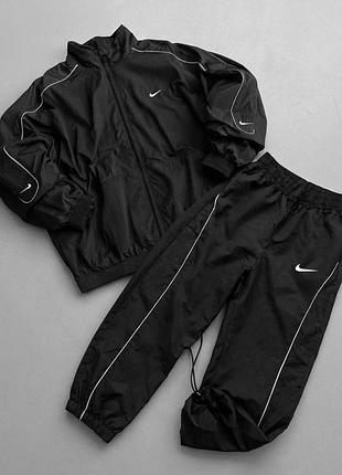Комплект nike черный, мужской комплект найк из плащевки, ветровка и штаны для активного дня s