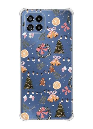 Чехол с утолщёнными углами на samsung galaxy m53 (m536) 5g новогодний фон (принт 425)