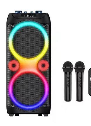Портативная караоке-колонка sps zqs10213, 60 вт, 2×10", 2 микрофона