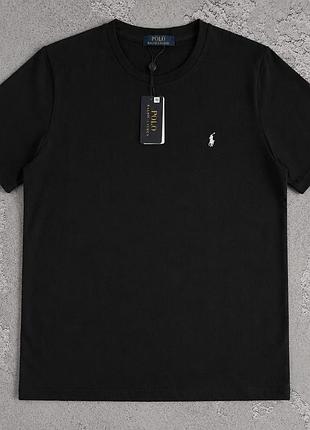 Футболка polo ralph lauren черная, хлопковая футболка поло ральф лорен, базовая мужская футболка с вышивкой s