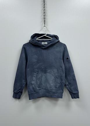 Оригінальне дитяче худі stone island junior garment dyed hoodie tie-dye blue/white