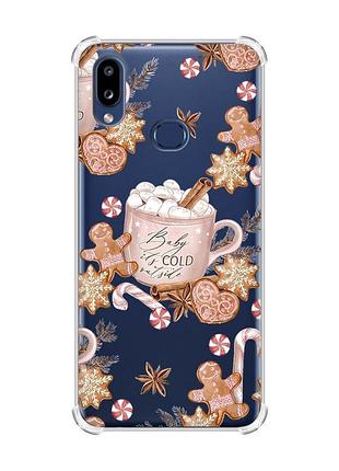 Чехол с утолщенными углами на samsung galaxy a10s (a107) новогодний фон (принт 426)