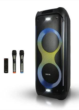 Портативная аккумуляторная акустическая система zxx-5580, 2×10", 2 микрофона