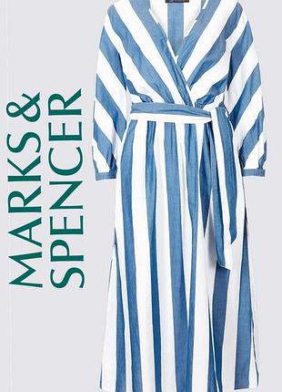 M&s  летнее платье из хлопка в полоску