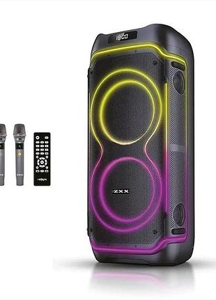Портативная акустика zxx-5540, 100 вт, 2×10", bluetooth, tws, usb, tf, fm, караоке
